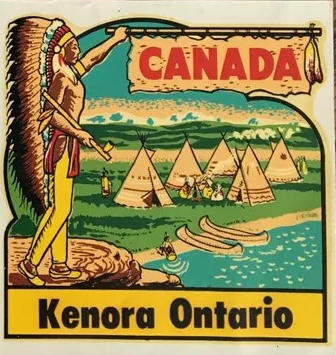 (image for) 2 Kenora Ontario Canadian Vintage Vacation Stickers